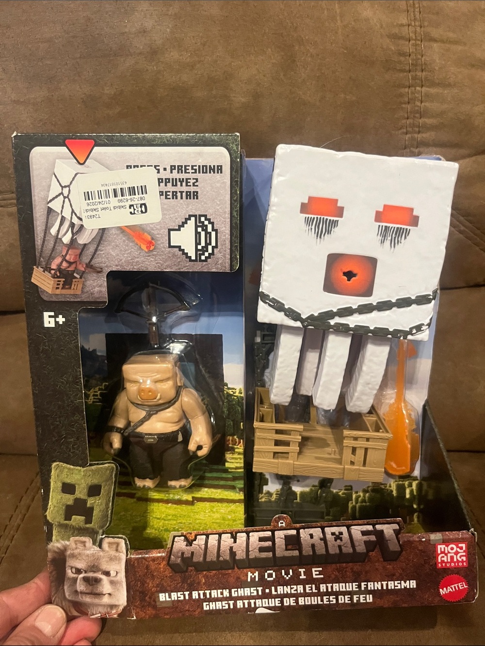 Mattel Minecraft Movie Blast Attack Ghast & Blaze Figures - White & Tan